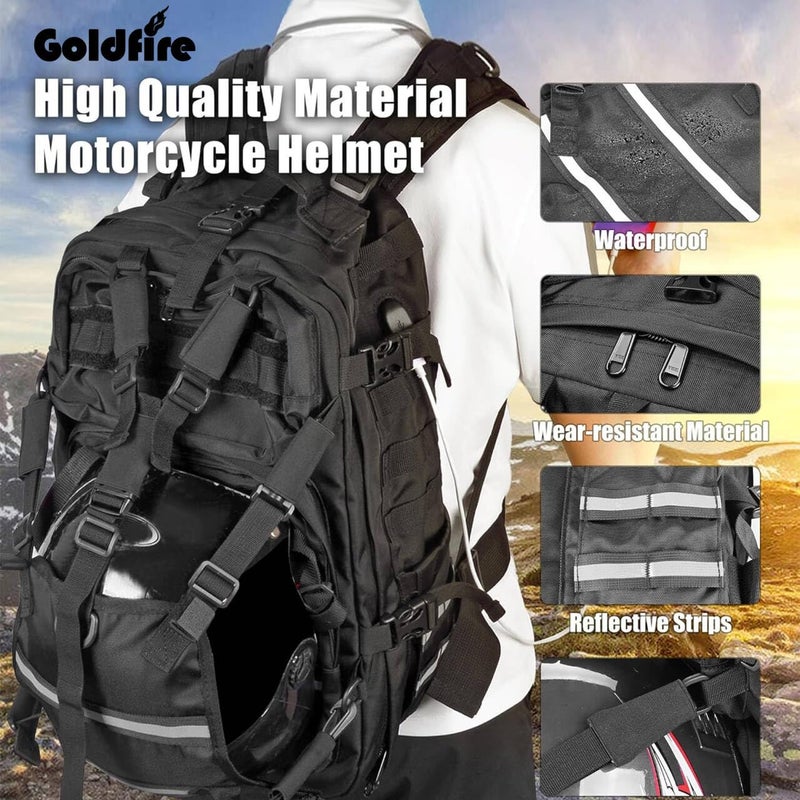 Goldfire Motorcycle Backpack, Large Capacity Cycling Riding Helmet Backpack for Men Women,Waterproof Tactical Helmet Holder/Storage Bag, School Backpack Also Fit Basketball Football Soccer - Image 2